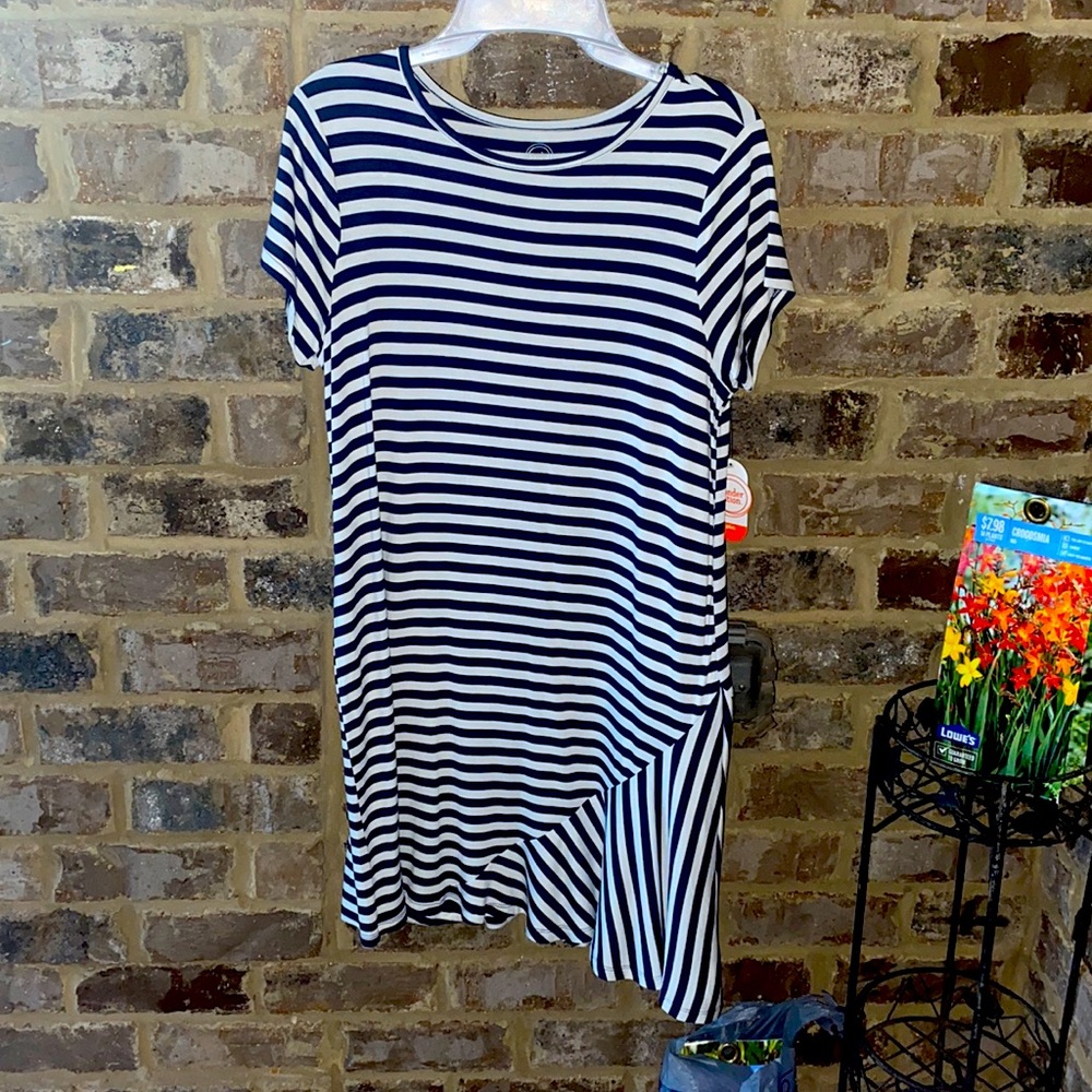 Navy blue stripped dress: size 14-16